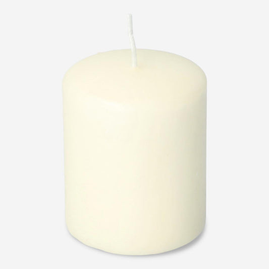 Ivory White Rustic Pillar Candle - 8 cm