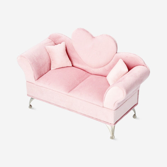 Jewellery storage as pink heart sofa