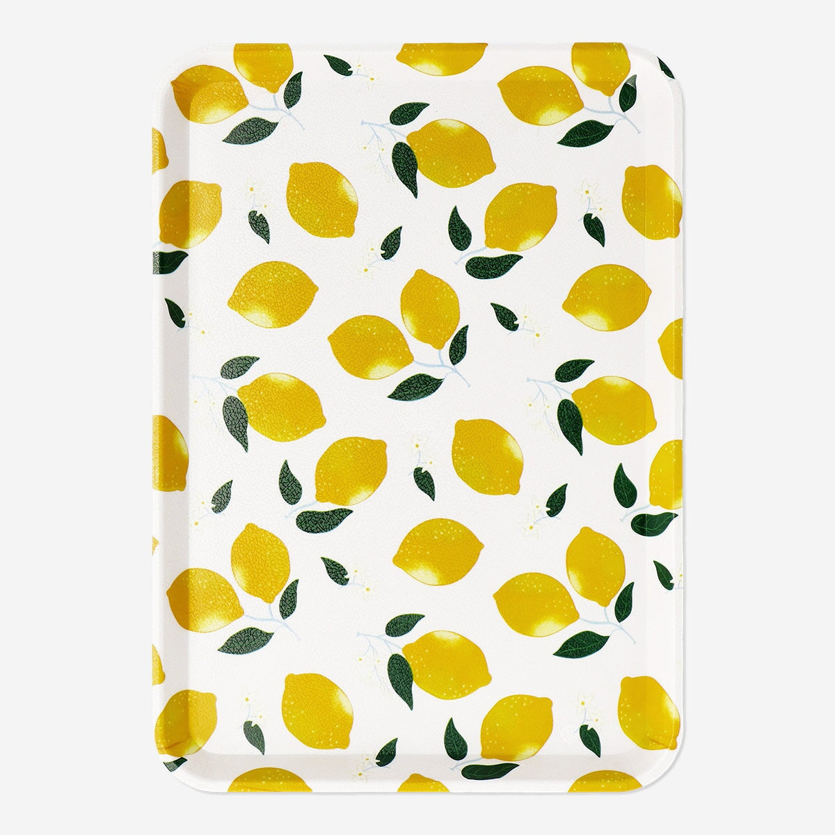 Flying Tiger Copenhagen lemon tray for home use, featuring a bright yellow citrus design on a sturdy serving tray.