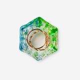 Mini green and blue rainbow jar from Flying Tiger Copenhagen, 4 cm decorative glass home accessory.