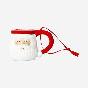 Mini Santa mug ornament from Flying Tiger Copenhagen, featuring a festive red and white Santa design for holiday decor.