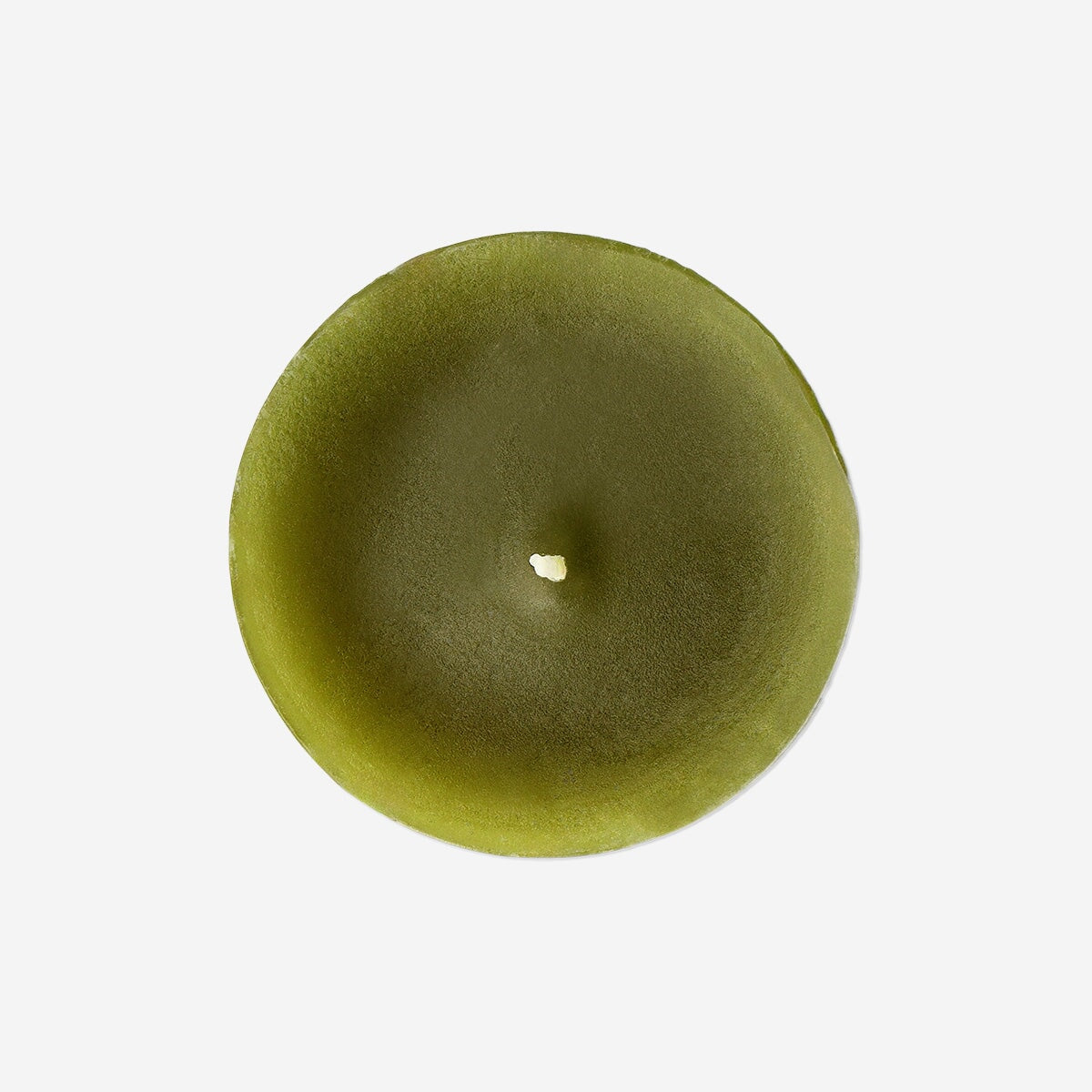 Olive green 12cm pillar candle from Flying Tiger Copenhagen, ideal for home decor and creating a cozy ambiance.