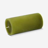 Olive green 12 cm pillar candle from Flying Tiger Copenhagen, suitable for home decor and ambient lighting.