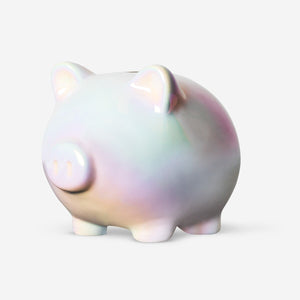 Flying Tiger Copenhagen piggy bank for home use, featuring a colorful design and coin slot on top.