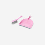 Pink dust brush with dustpan from Flying Tiger Copenhagen, ideal for home cleaning and dust removal.