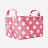 Panier de rangement en textile fleuri rose - 18 cm