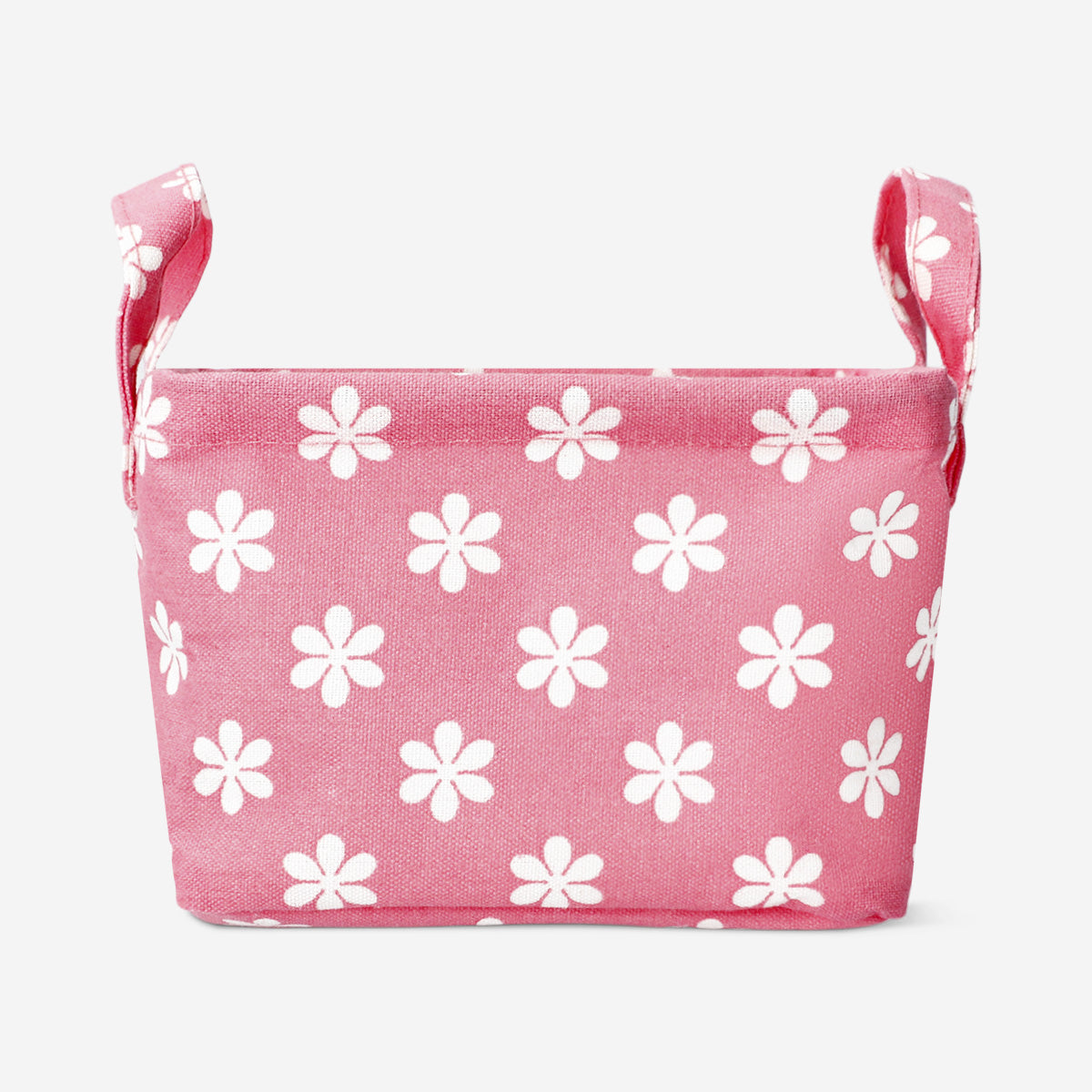 Panier de rangement en textile fleuri rose - 18 cm