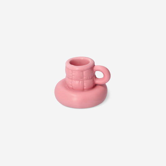 Pink mug shaped candle holder