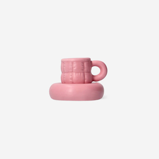 Pink mug shaped candle holder