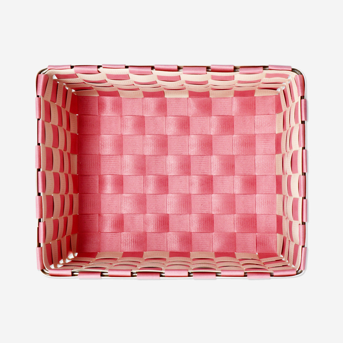 Pink woven storage basket - 18 cm