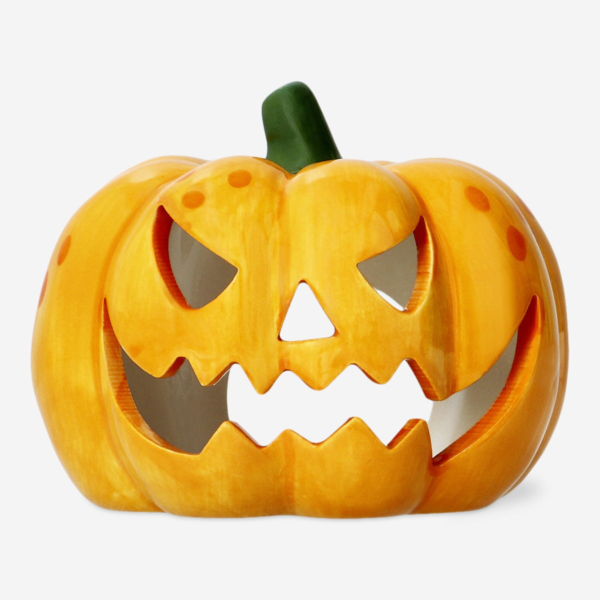 Pumpkin-shaped candle holder from Flying Tiger Copenhagen, decorative home accessory with a warm, autumn-inspired design.