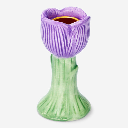 Purple tulip candle holder
