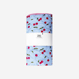 Quilted blanket with cherry print from Flying Tiger Copenhagen, 170x130 cm, cozy home decor for bed or sofa.