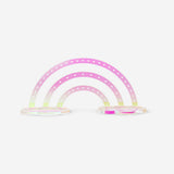 Colorful rainbow jewelry stand from Flying Tiger Copenhagen designed for organizing earrings in a home setting.