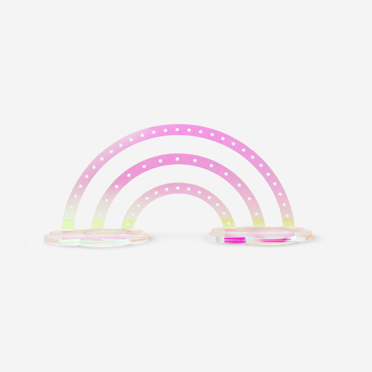 Colorful rainbow jewelry stand from Flying Tiger Copenhagen designed for organizing earrings in a home setting.