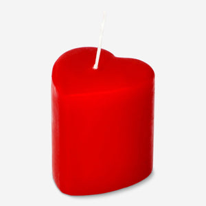 Red heart-shaped pillar candle from Flying Tiger Copenhagen, 6 cm tall, perfect for home decor and romantic ambiance.
