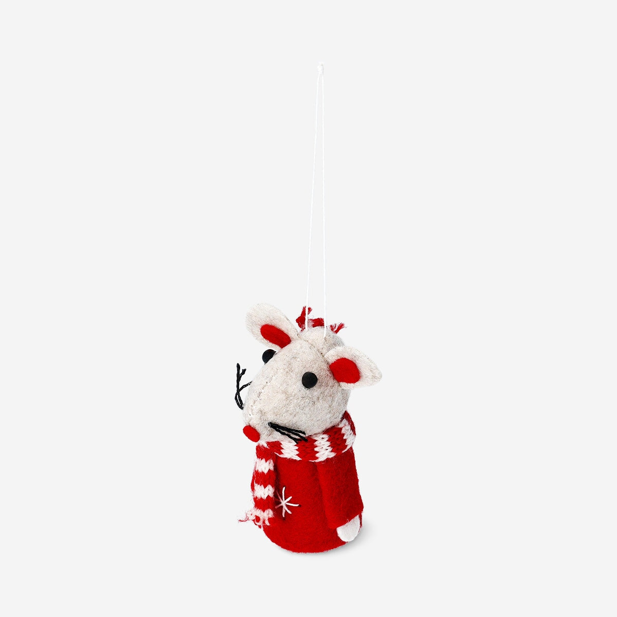 Red mouse with scarf ornament - 8 cm Home Flying Tiger Copenhagen 