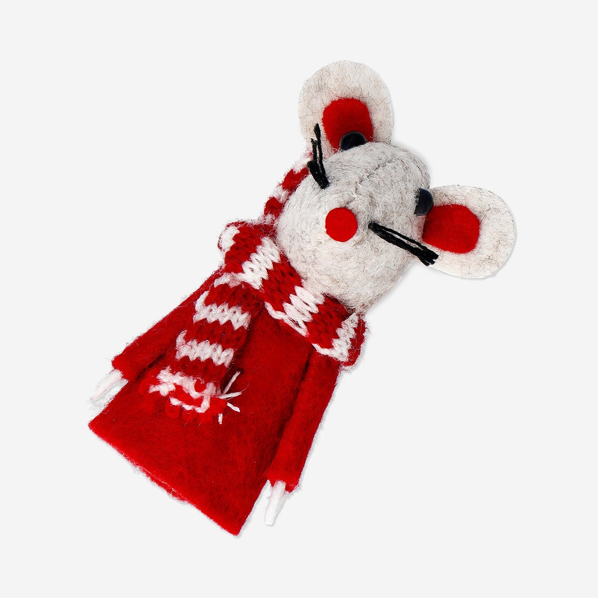Red mouse with scarf ornament - 8 cm Home Flying Tiger Copenhagen 
