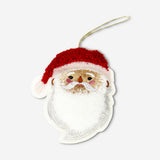 Flying Tiger Copenhagen Santa bouclé ornament for home decor, featuring a festive red and white Santa design with textured fabric.