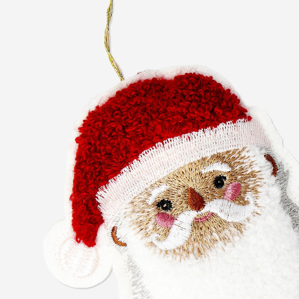 Flying Tiger Copenhagen Santa bouclé ornament for home decor, featuring a festive holiday design with soft, textured fabric.
