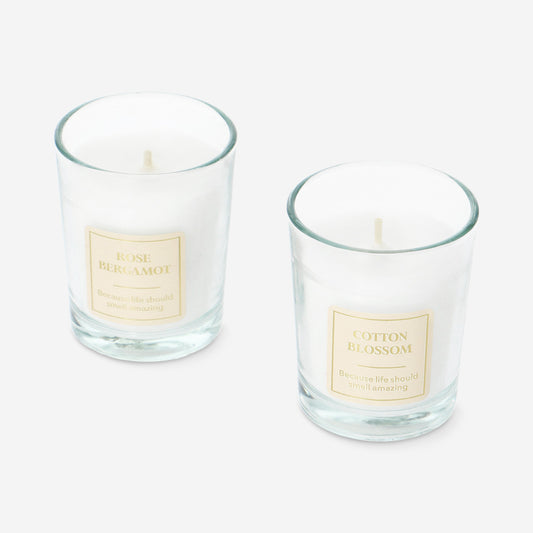 Scented candles with linen, rose and bergamot fragrance - 2 pcs