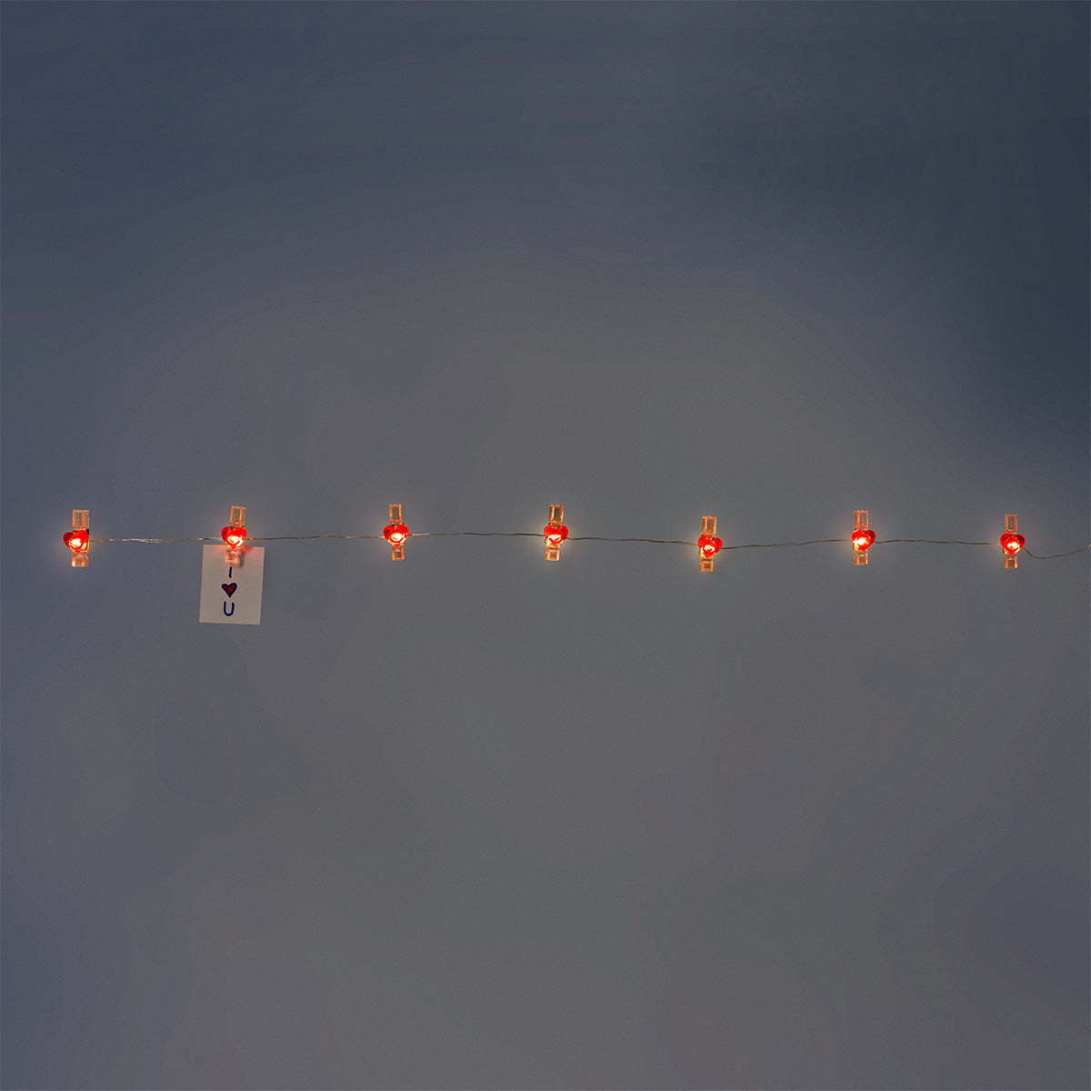 Luces de cadena - Clips de corazón rojos