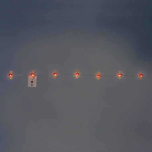 String lights - Red heart clips