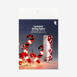 Flying Tiger Copenhagen string lights with festive candy cane shapes, perfect for holiday home décor and warm ambiance.