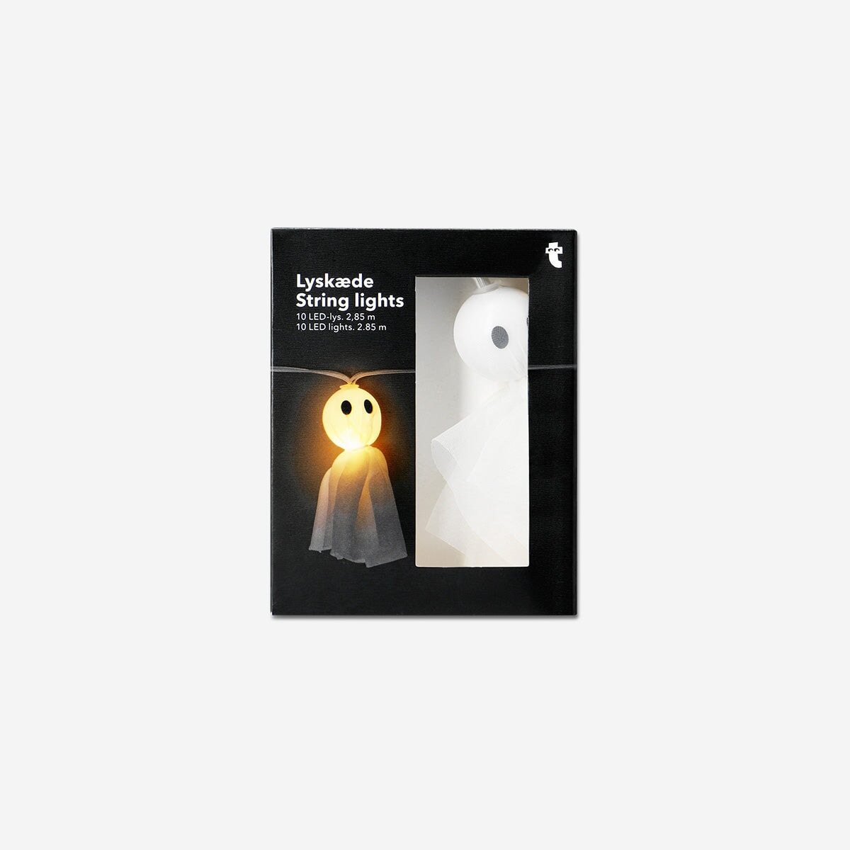 String lights with tulle ghosts, 10-piece set by Flying Tiger Copenhagen, decorative home lighting for Halloween or festive decor.