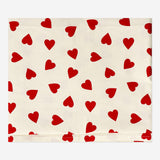 Red heart-patterned tablecloth from Flying Tiger Copenhagen, 140x220 cm, ideal for home dining or festive occasions.