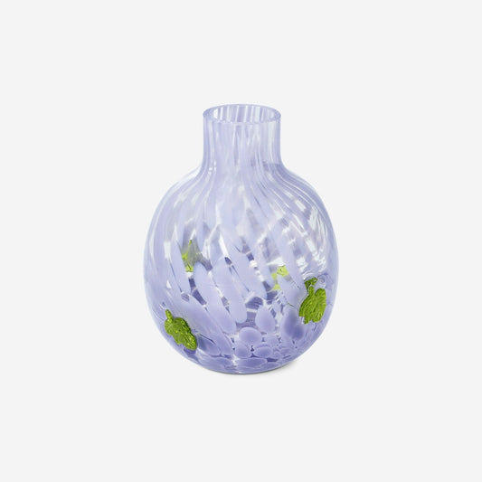 Vase with purple dots and leaves - 12 cm