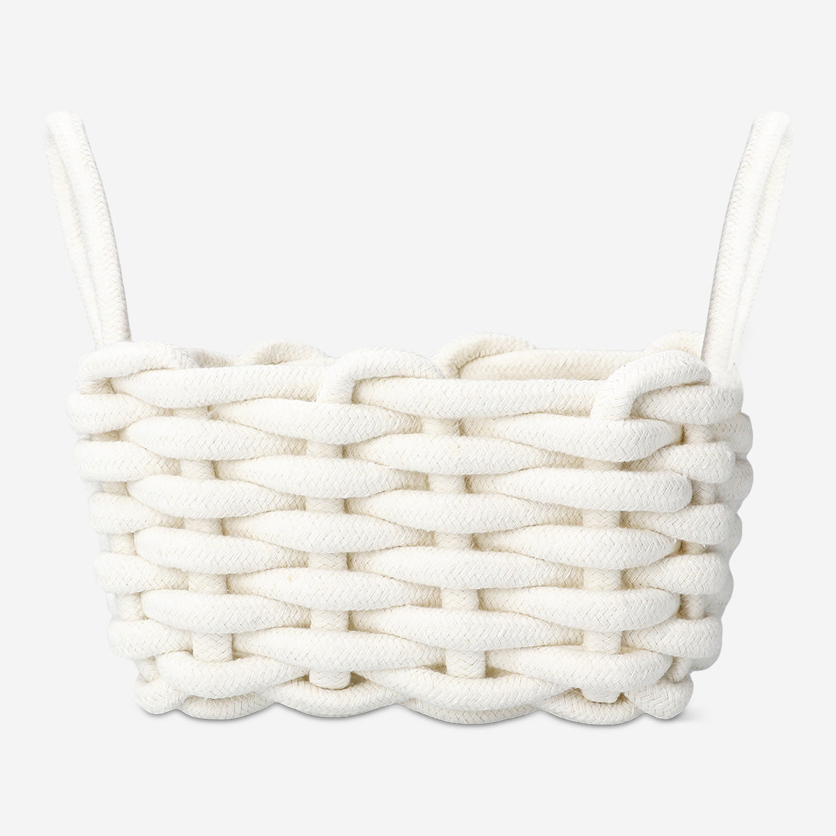 Cesta de cuerda trenzada blanca - 18 cm