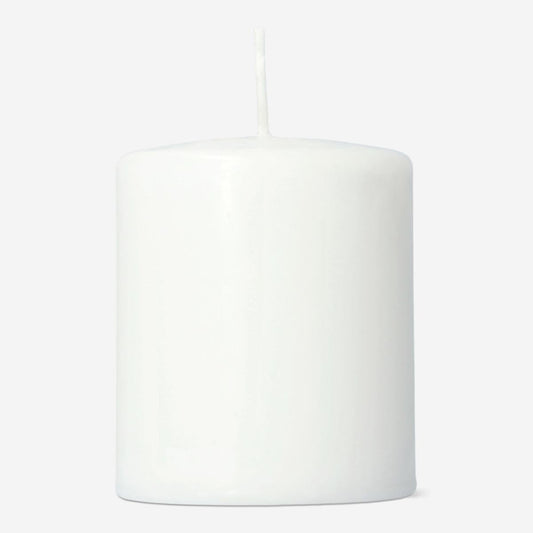 White Rustic Pillar Candle - 8 cm