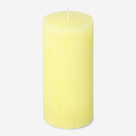 Yellow Rustic Pillar Candle - 12 cm