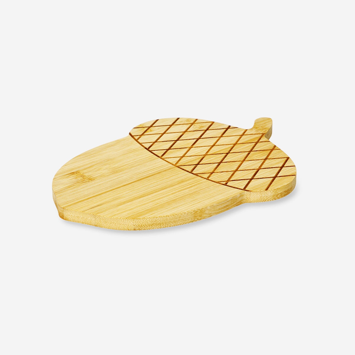 Bamboo cutting board in acorn design from Flying Tiger Copenhagen, ideal for kitchen prep and serving.