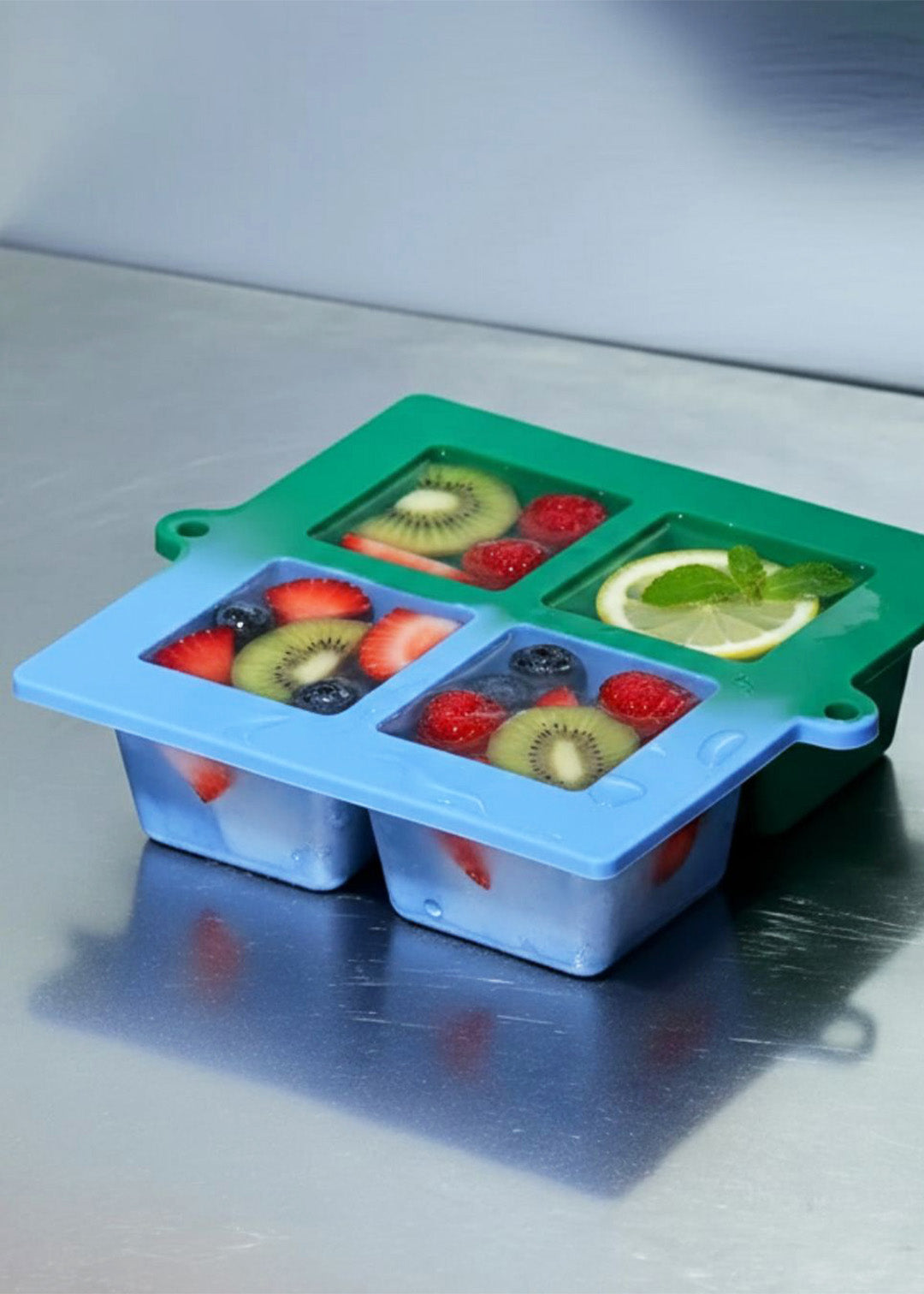 Blue and green large ice cube tray