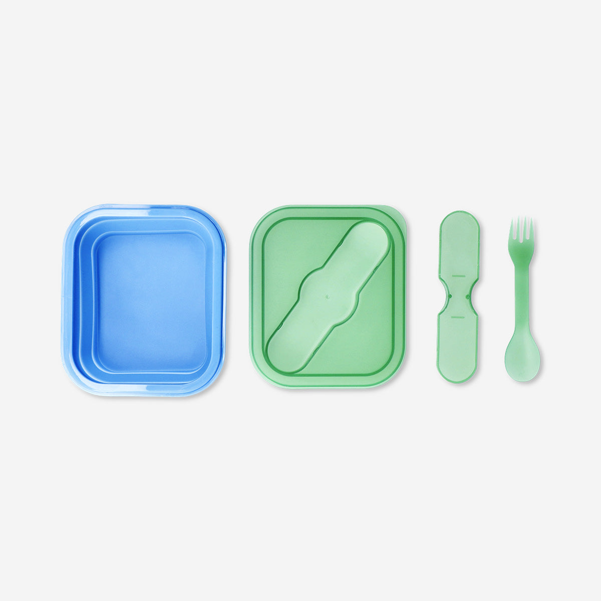 Blue Collapsible Lunchbox with Spork 600ml – Portable & Practical