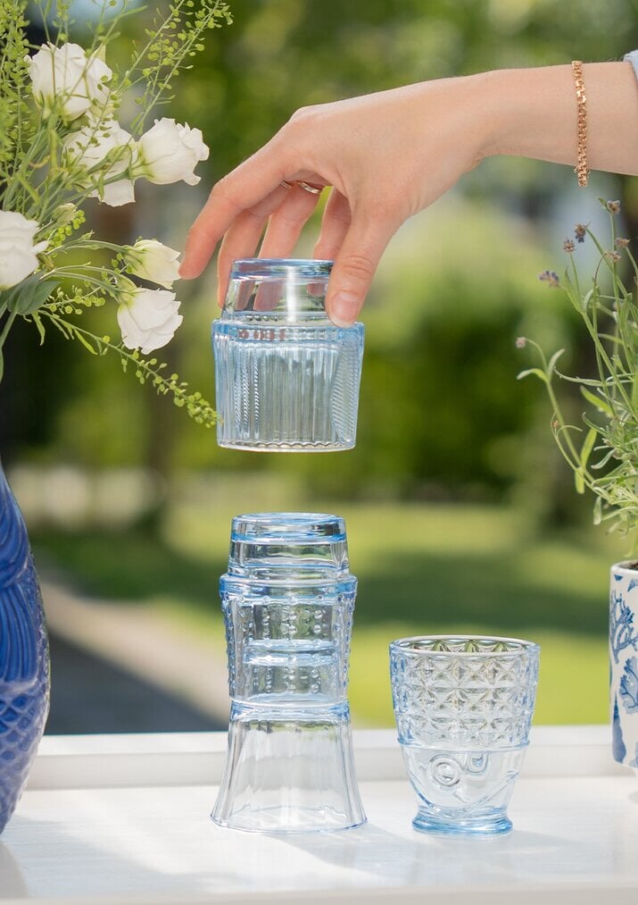 Blue fish drinking glasses - 4 pcs Kitchen Flying Tiger Copenhagen 