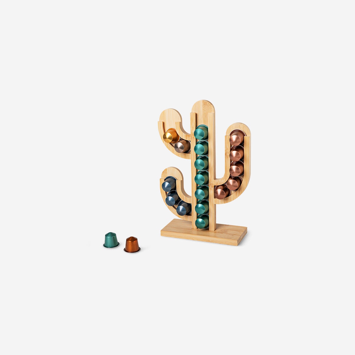 Cactus-shaped coffee pods holder in beige, 31 cm tall, designed for kitchen organization by Flying Tiger Copenhagen.
