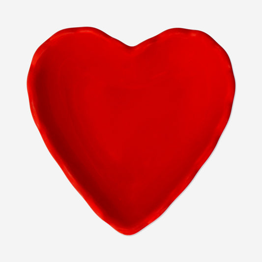 Cuenco de cerámica con forma de corazón rojo - 10 cm