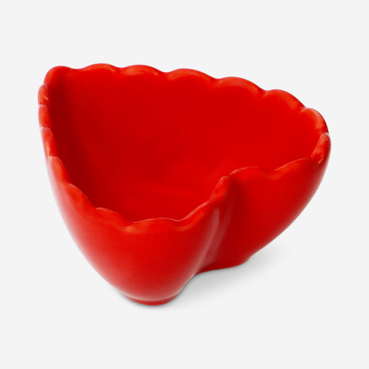 Cuenco de cerámica con forma de corazón rojo - 7 cm