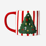 Flying Tiger Copenhagen Christmas tree mug, 400 ml, ceramic kitchen mug with festive holiday design on white background.