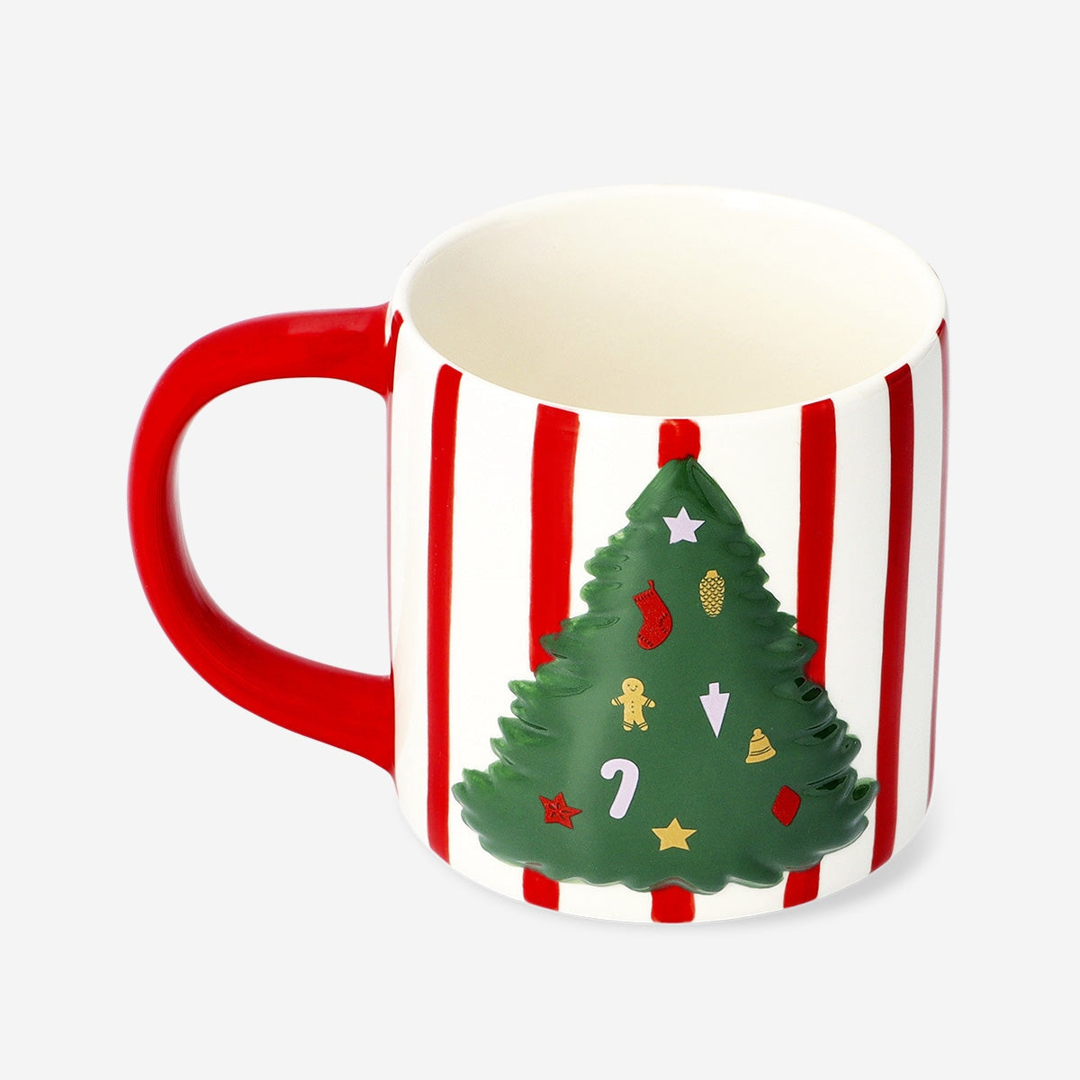 Flying Tiger Copenhagen Christmas tree mug, 400 ml, ceramic kitchen mug with festive holiday design and handle.