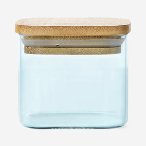 Green glass storage container with lid from Flying Tiger Copenhagen's Designer Collection, 200 ml kitchen storage solution.
