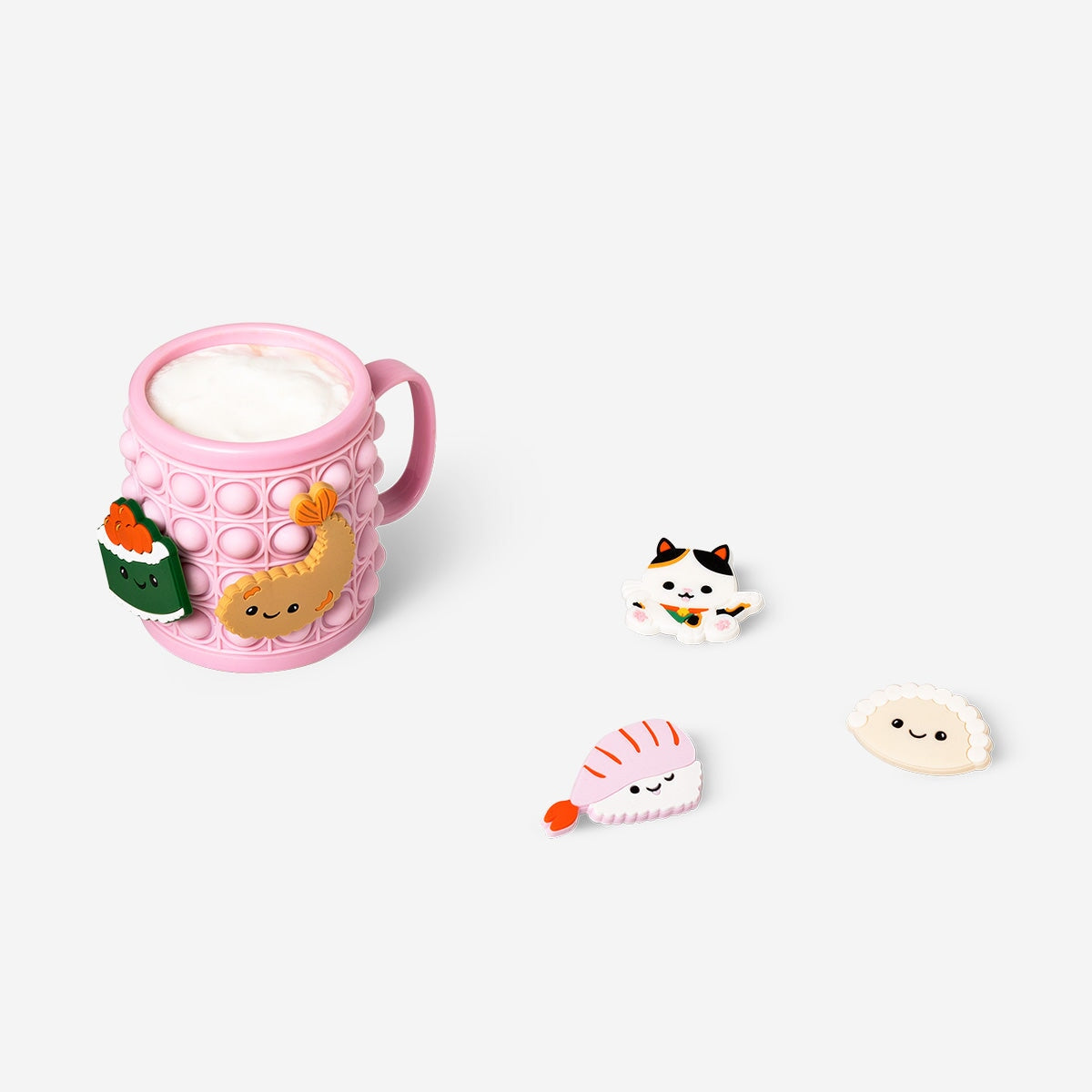 DIY personalized 320ml mug with colorful charms from Flying Tiger Copenhagen, ideal for custom kitchen accessories.