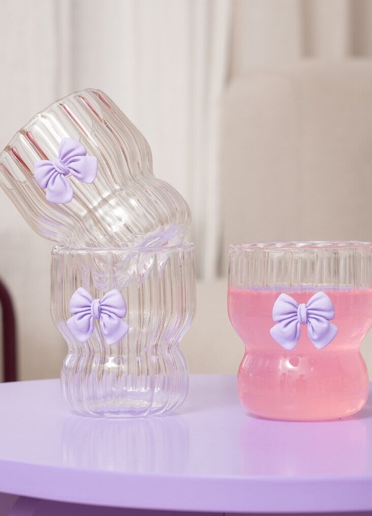 Drinking glass with embossed bow - 280 ml Kitchen Flying Tiger Copenhagen 