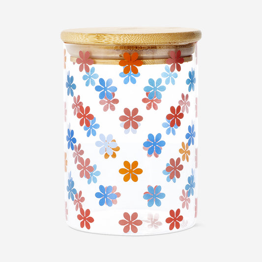 Floral storage jar with bamboo lid - 620 ml