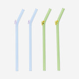 Glass straws with bees and butterflies - 4 pcs