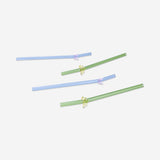 Glass straws with bees and butterflies - 4 pcs