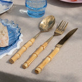 Gold cutlery set with bamboo handles - 3 pcs Kitchen Flying Tiger Copenhagen 